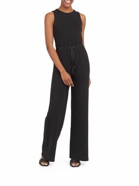 SPANX Black Sleeveless Wide-Leg Jumpsuit with Waist Tie